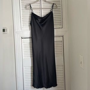 bebe black satin slip dress
